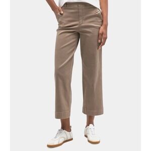 SPANX Stretch Twill Cropped Wide Leg Soft Khaki Pants Medium Casual Pockets Chic
